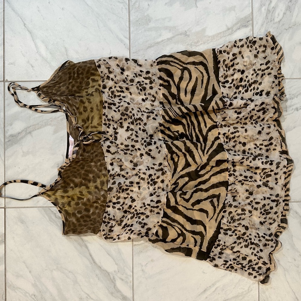 Vintage VS silk mixed animal print chemise